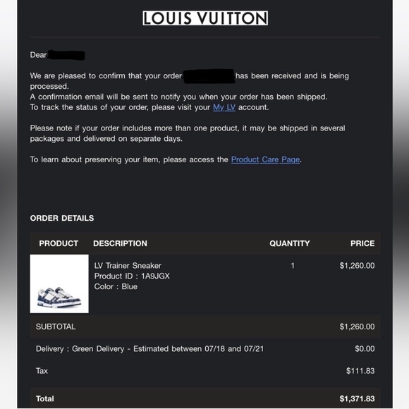 LV Trainer sneaker, size 9.5, blue and white - Picture 9 of 9